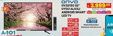 ONVO 32 UYDU ALICILI ANDROİD SMART LED TV/AKILLI TELEVİZYON